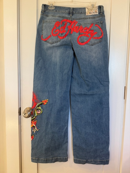 Ed Hardy Denim - Ed Hardy Women's Blue Denim Jeans with Dragon